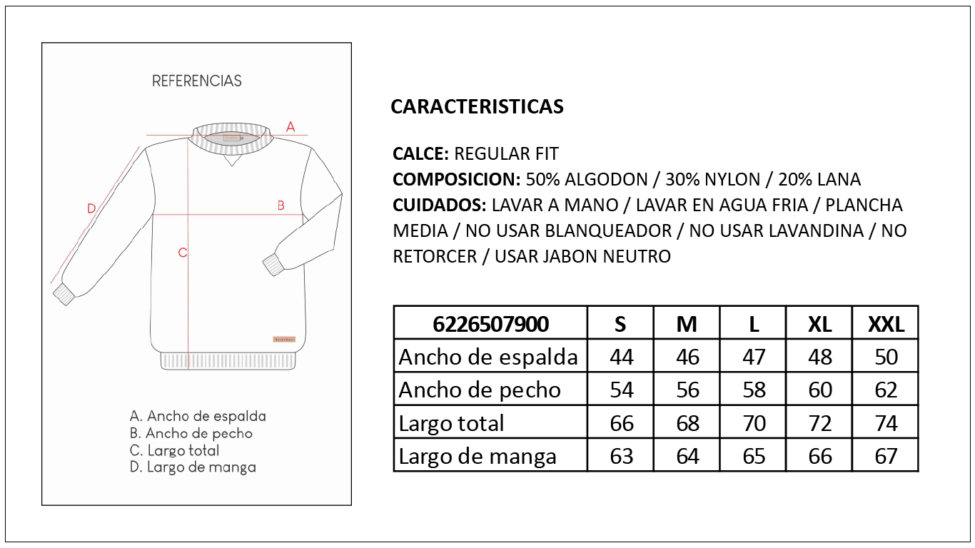 Tabla de Medidas Sweaters Britches